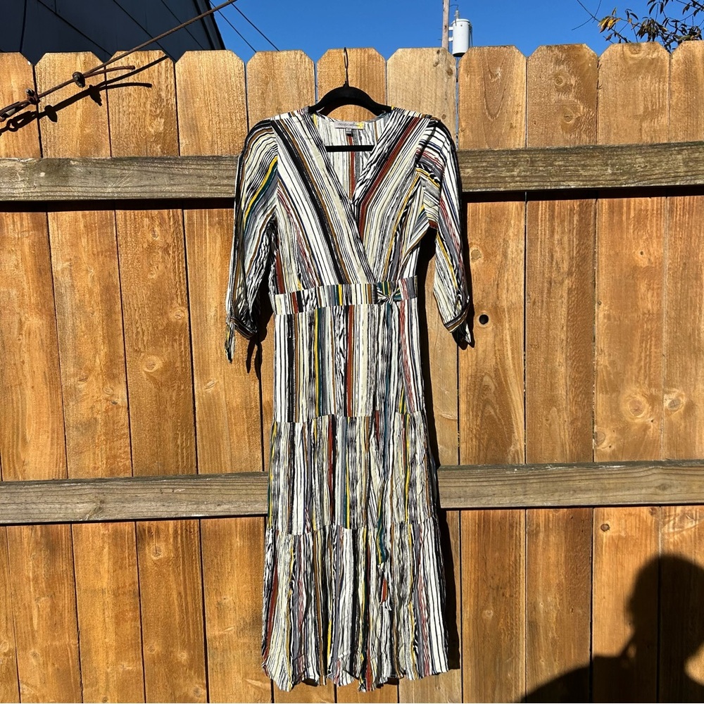 Figueroa and Flower Fall Hued Striped Wrap Dress size small
Spring summer whimsy